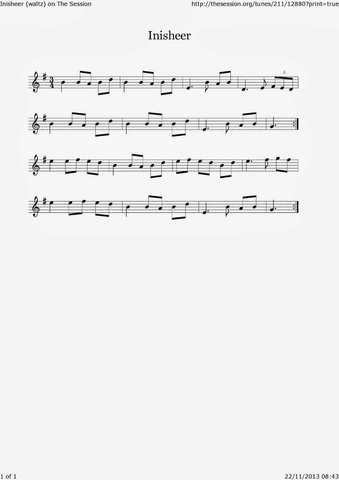 Partitions de musique irlandaise Inisheer (Waltz) Partition gratuite de musique irlandaise Partitions de musique irlandaise Inisheer (Waltz) Partition gratuite de musique irlandaise