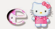 Alfabeto de Hello Kitty en diferentes posturas E. 