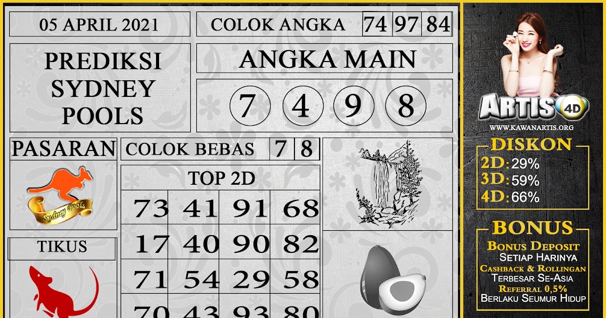 PREDIKSI SYDNEY POOLS 05 APRIL 2021 Bocoran Togel paling Jitu