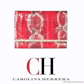 Queen Letizia carried Carolina Herrera Animal Print Clutch Bag