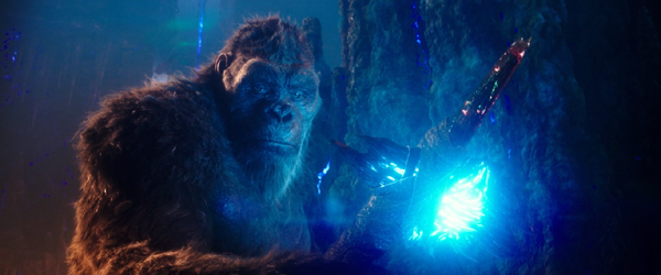 King Kong welds a special axe in GODZILLA VS. KONG. King Kong welds a special axe in GODZILLA VS. KONG.