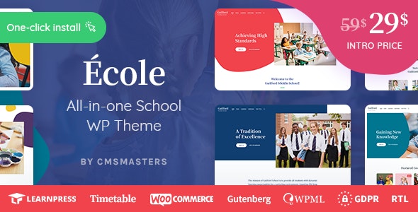 Ecole - Education & School WordPress Theme Free Download Nulled