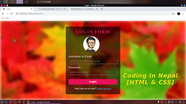 Transparent Login Form With HTML & CSS | CIN