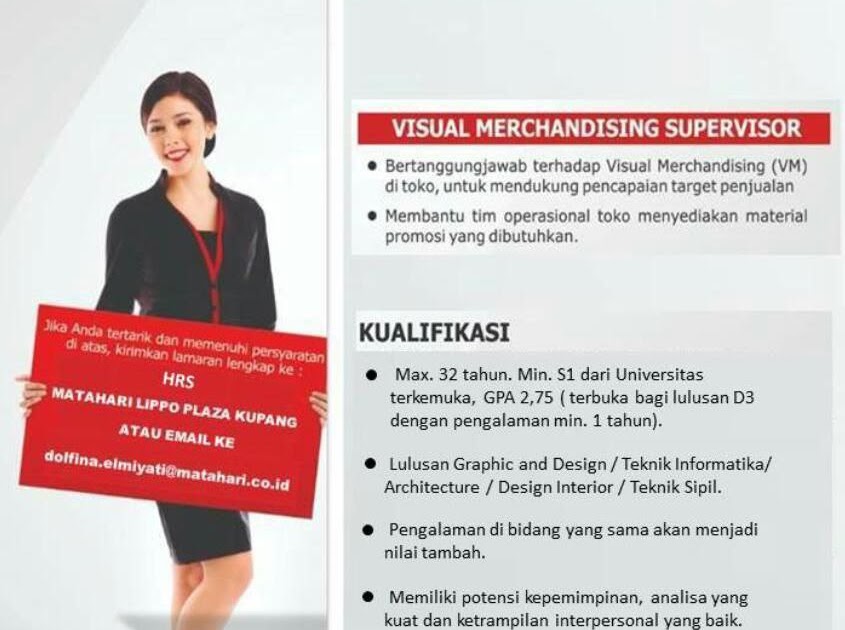 Lowongan Kerja Matahari Lippo Plaza Kupang Sebagai Visual Merchandising