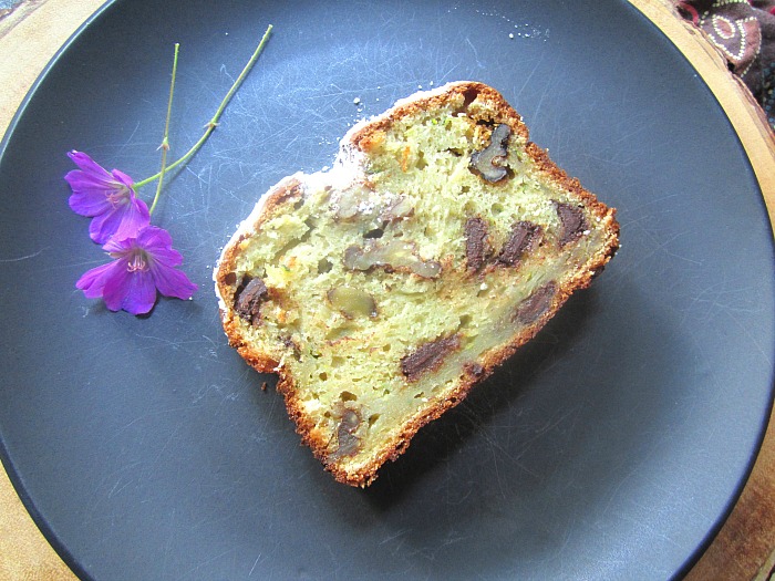Zucchini Olive Oil Cake w/ Chocolate Chunks & Walnuts