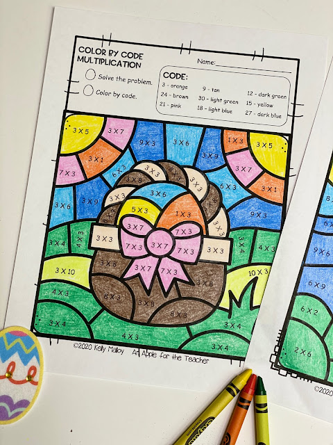An Apple For The Teacher: Easter Color By Number Worksheets