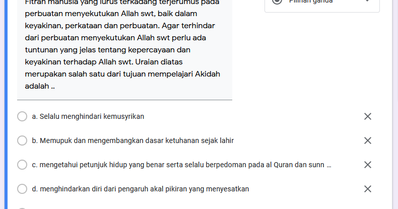 Contoh Soal Google Form Pilihan Ganda SOALNA