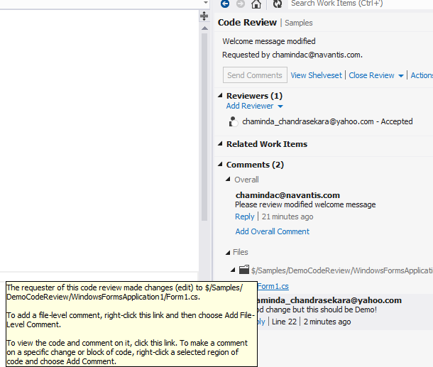 Chaminda's DevOps Journey with MSFT Code Review with TFS 2012 and VS 2012