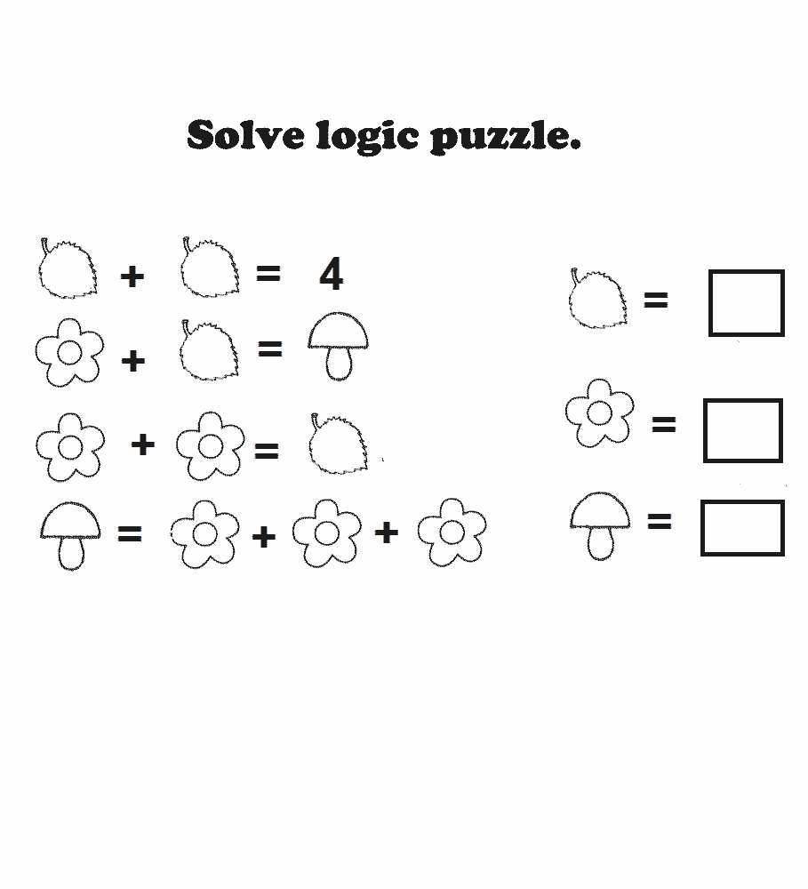 EARLY EDUCATION : logic puzzle free printable worksheet