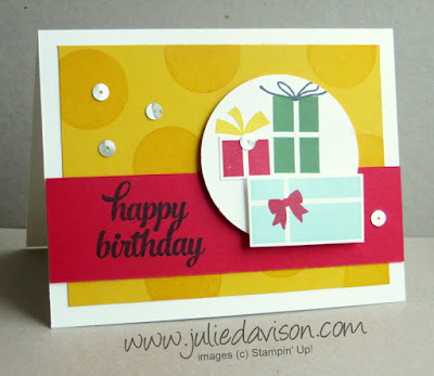 Stampin' Up! Your Presents Birthday Card from 2015 Holiday Catalog #stampinup Stamp of the Month Club Card Kit www.juliedavison.com