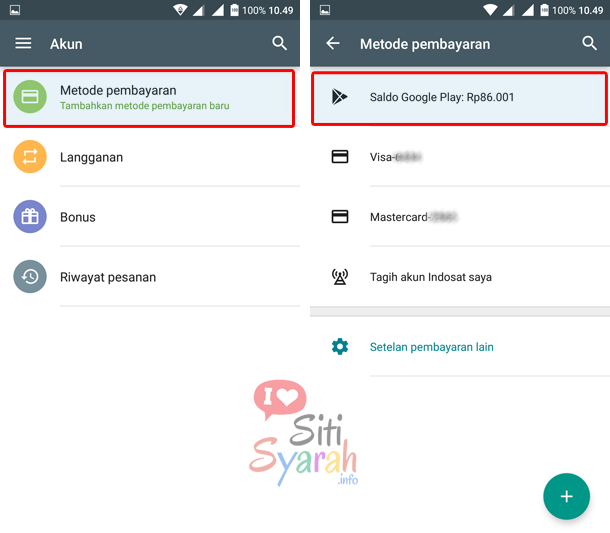 cara cek sisa saldo playstore