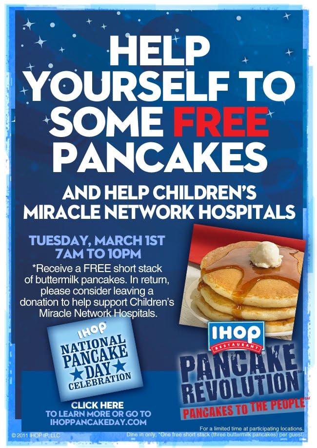 Tips From A Mom of 3 IHOP = Free Short Stack of Pancakes on March 1st!