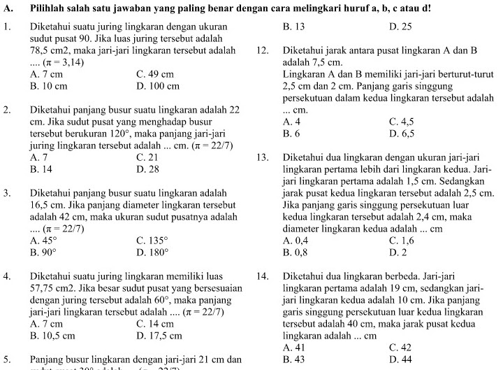 3 Paket Soal UTS PTS Matematika Kelas 8 Semester 2 K13 + Kunci Jawaban