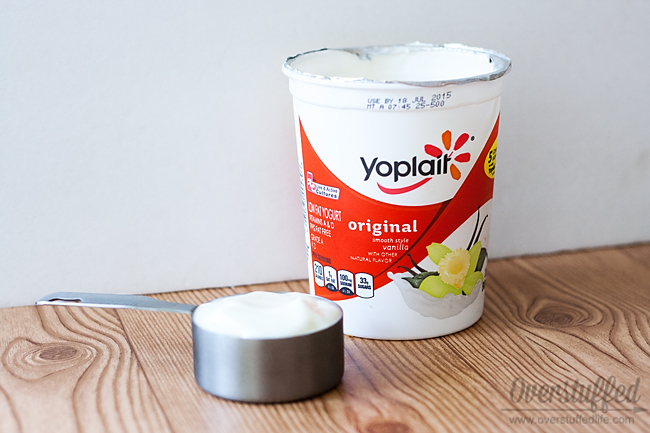 perfectly moist yogurt banana bread overstuffed serving size of yogurt