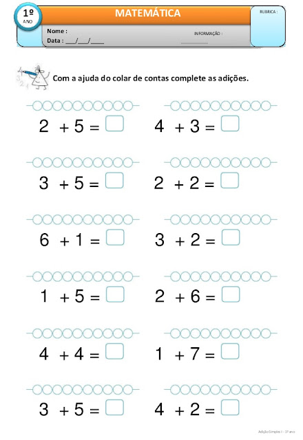 atividades de adição para 1o ano fundamental