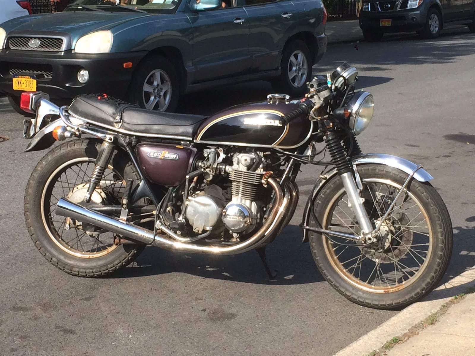 Cycle Sensei: 1974 cb550 boss maroon metallic w clip ons