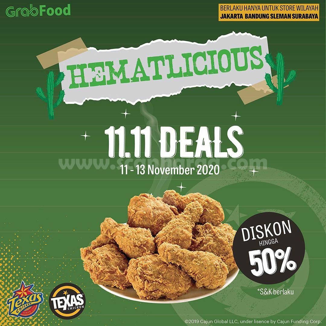 Promo Texas Chicken Flash Sale Diskon 50 via Grabfood scanharga