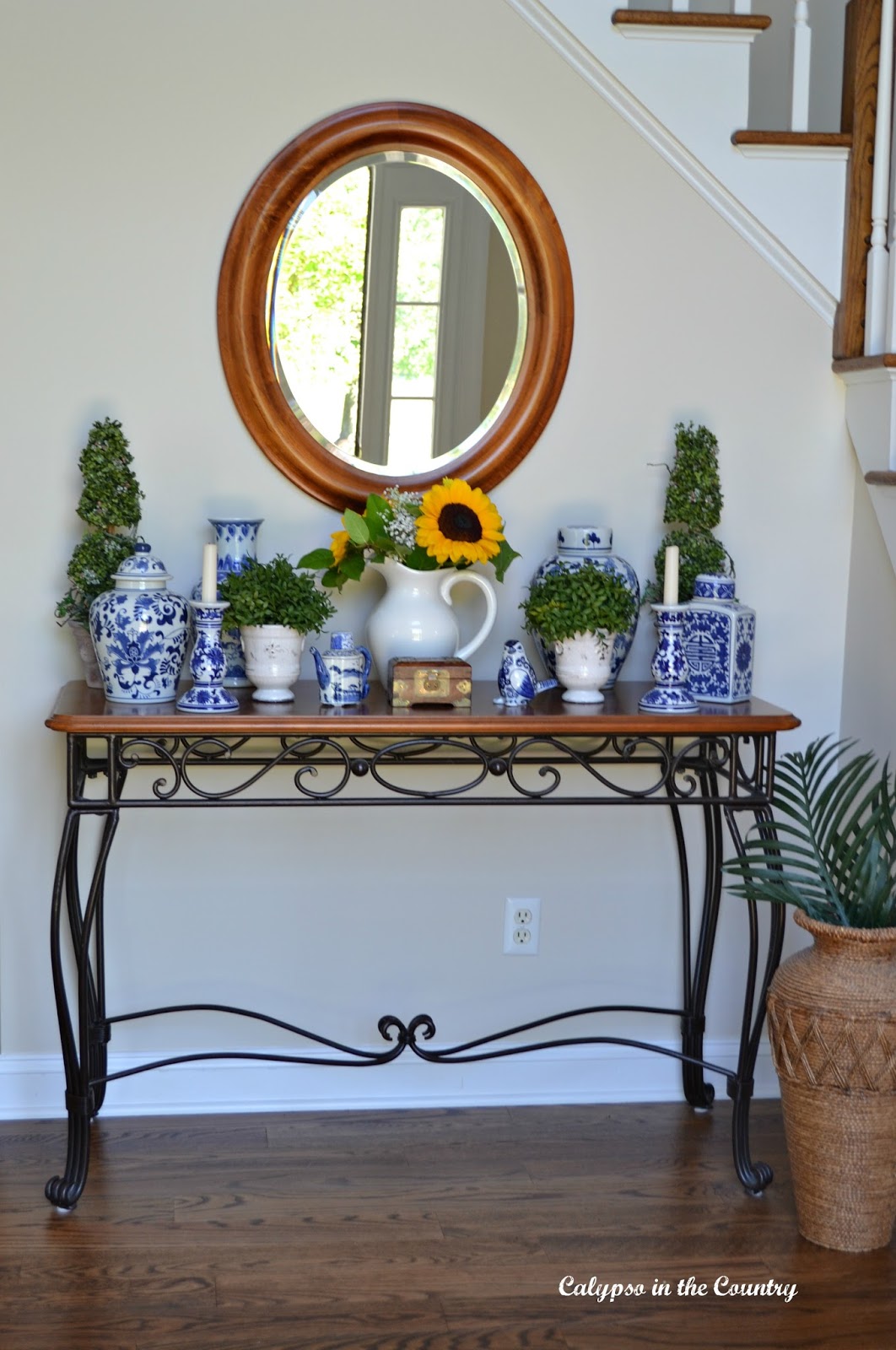 Console Table Console Table with oval wood mirror
