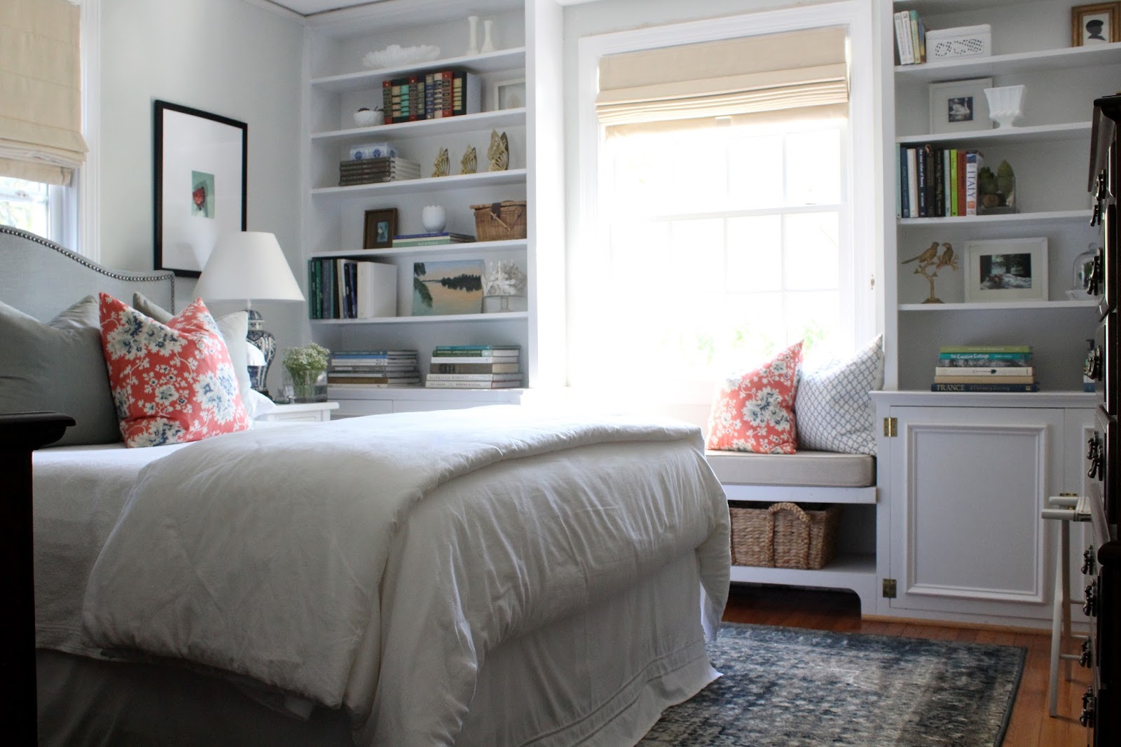Cottage and Vine Roman Shades in the Master Bedroom