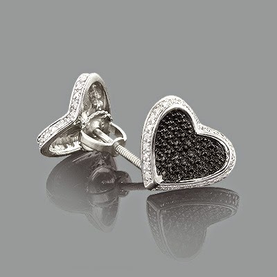 ladies diamond earrings silver heart shape