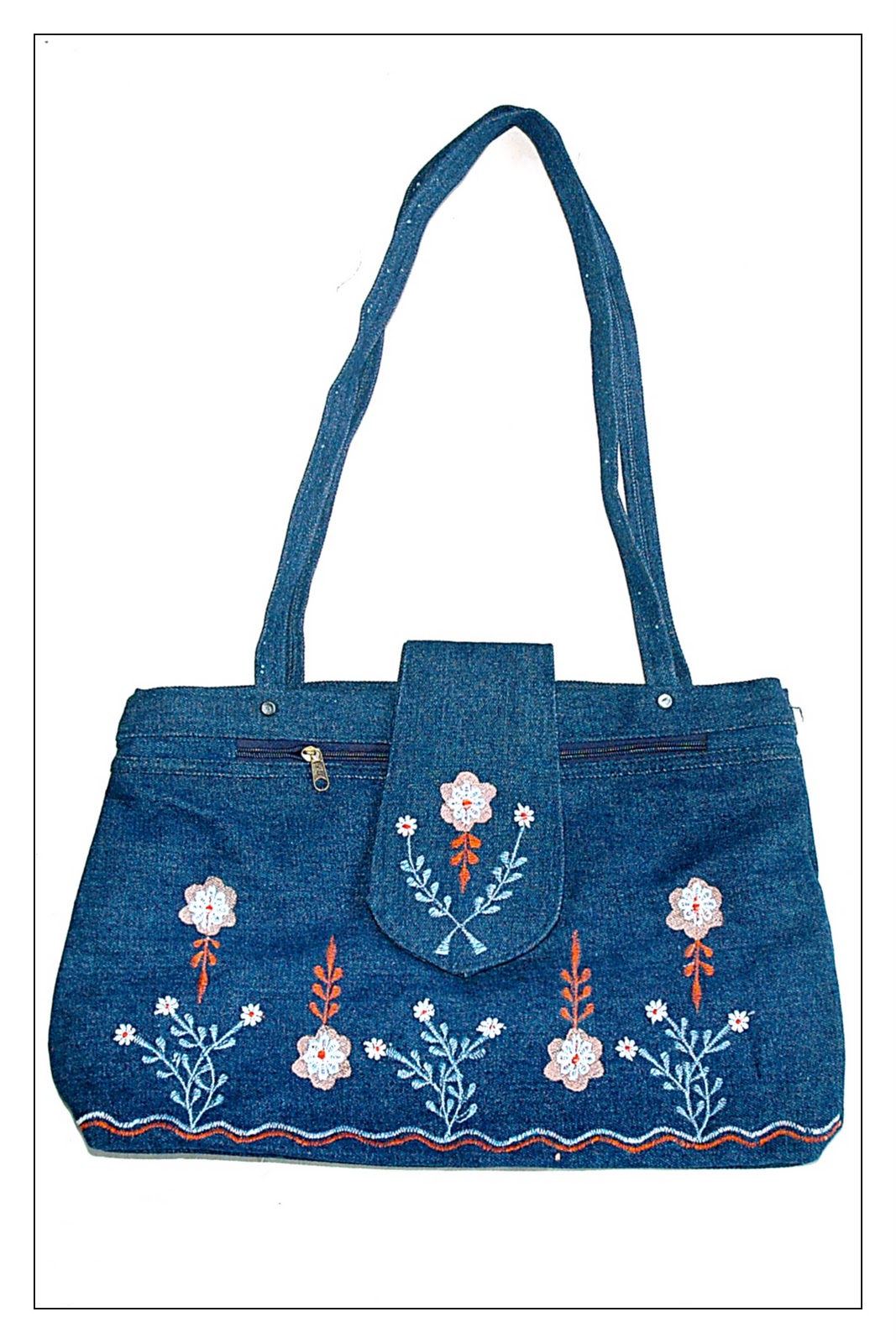 Paramhandicrafts Denim Embroidery Ladies Shopping bags