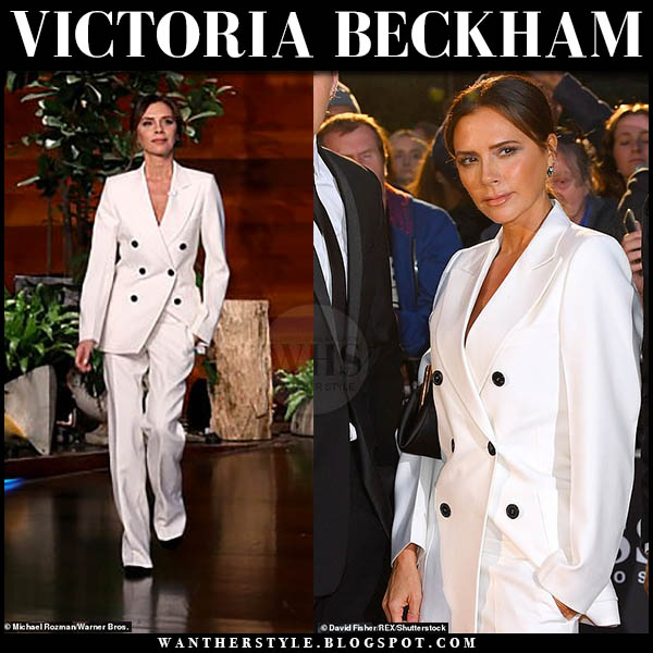 Victoria Beckham in white suit on Ellen DeGeneres show on November 25 ...