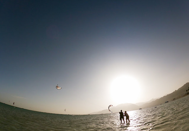 Kitesurfing in Dahab Lagoon, Dahab, Egypt