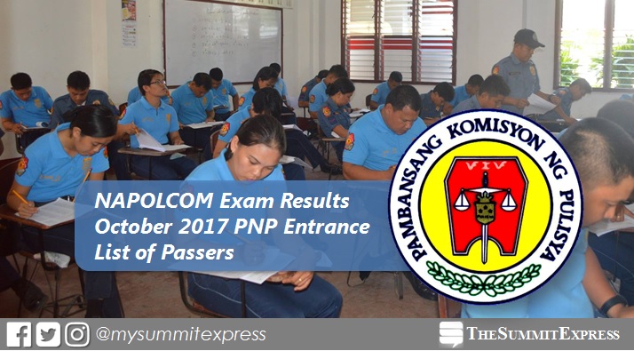 PNP Entrance Passers: October 2017 NAPOLCOM Exam Results