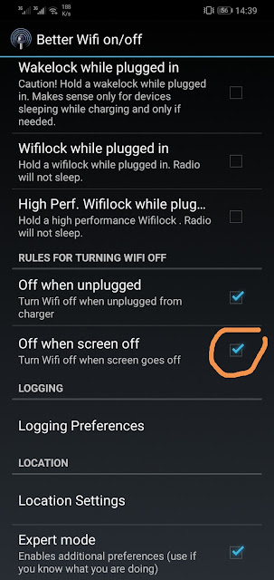 تطبيق يقوم تلقائيًا بإيقاف تشغيل Wi-Fi عند إيقاف تشغيل شاشة الهاتف