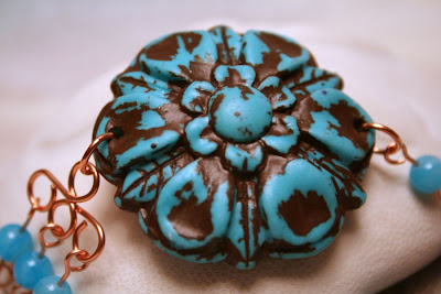 Turquoise Toffee: Jeannie Dukic's Art focal, jade, copper, OOAK necklace :: All Pretty Things