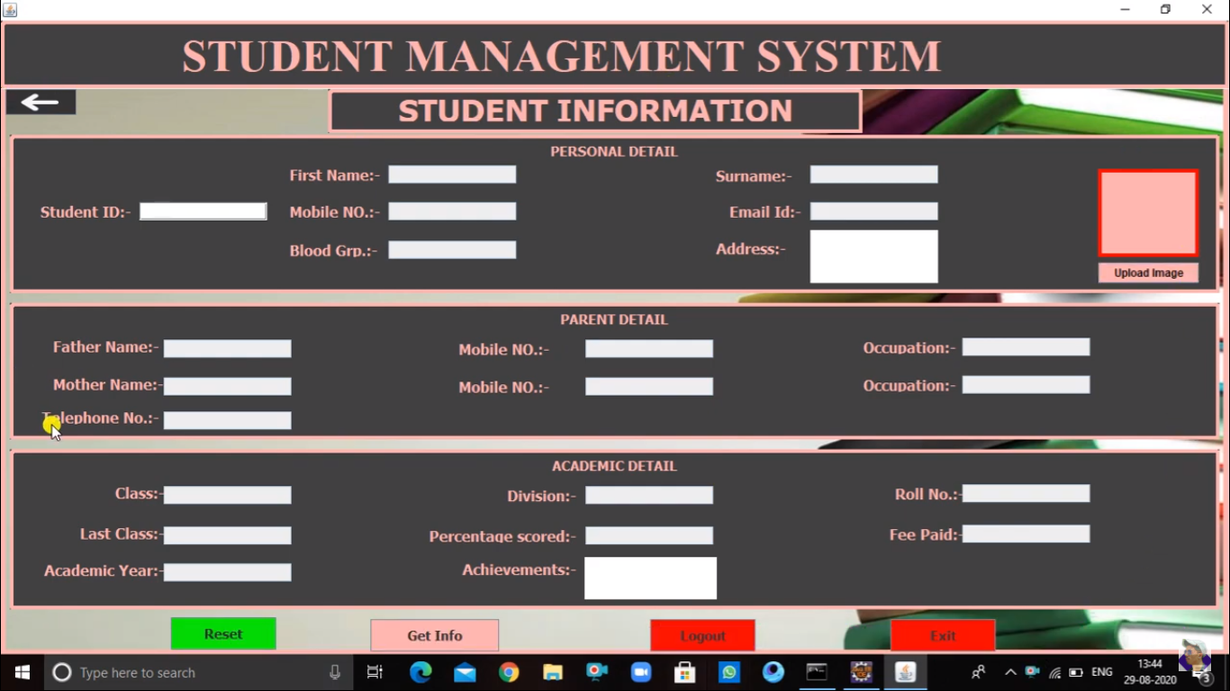 Student Management System Project using Java and MySQL