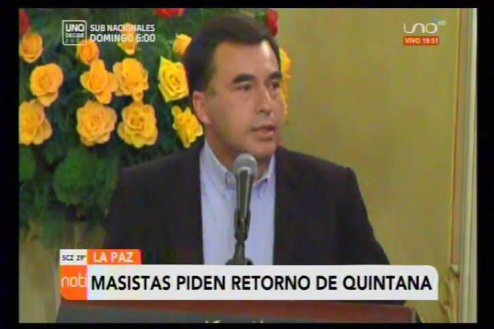 Masistas aseguran que el “PUEBLO” pide el retorno de Juan Ramón Quintana como ministro de Gobierno