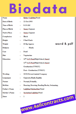 Marriage biodata format pdf and word