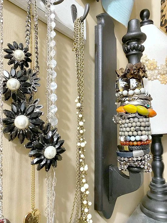 Jewelry and Bracelet organization using a repurposed chair