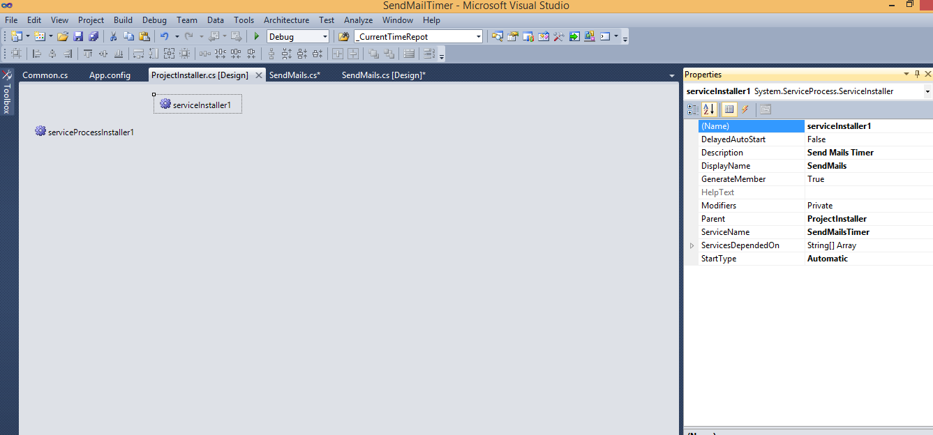 Seva Window service in c with Timer