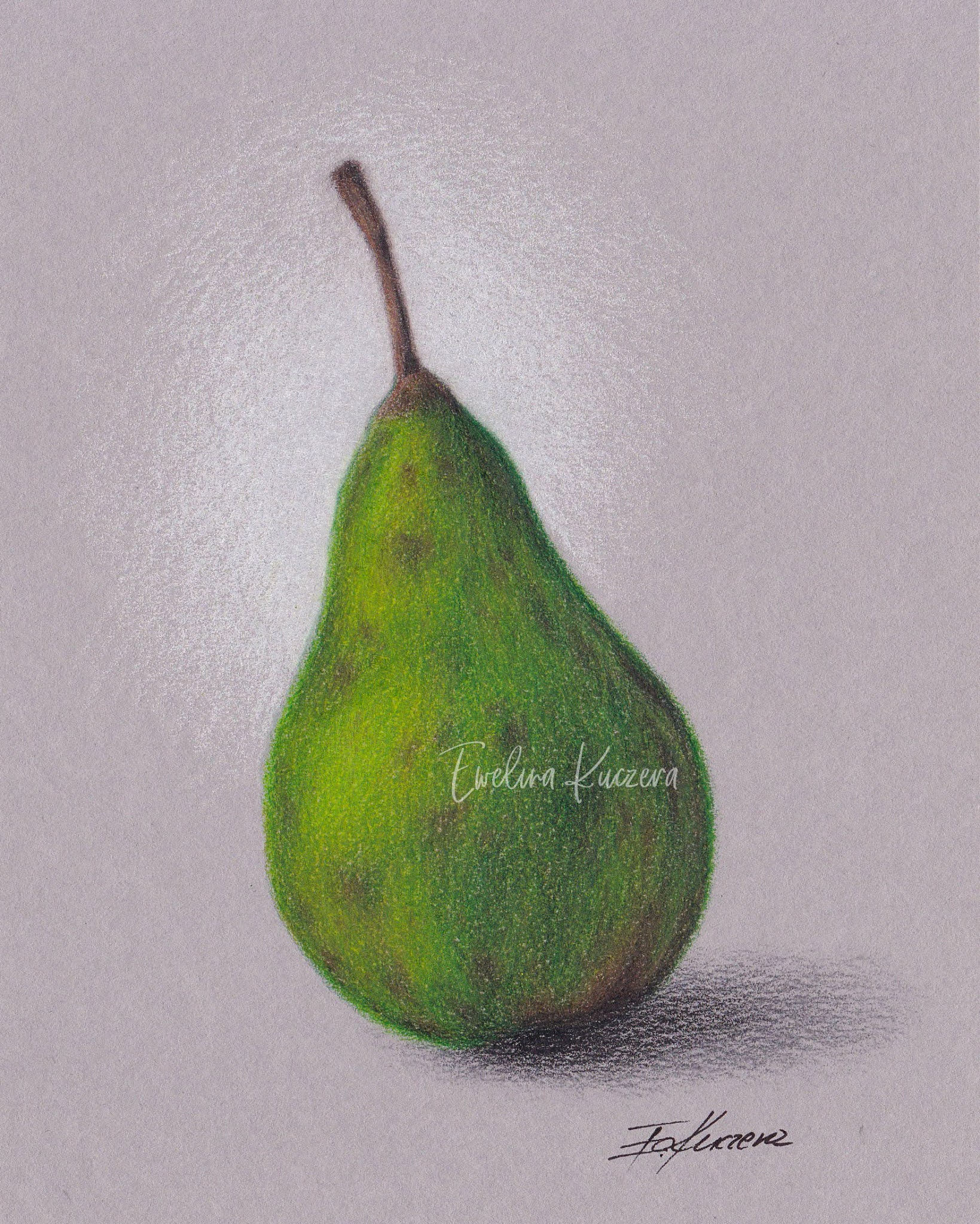 How to draw a pear with colored pencils Step by step tutorial