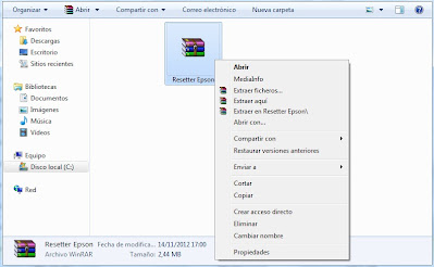 WinRAR para descomprimir carpeta con Adjustment Program.