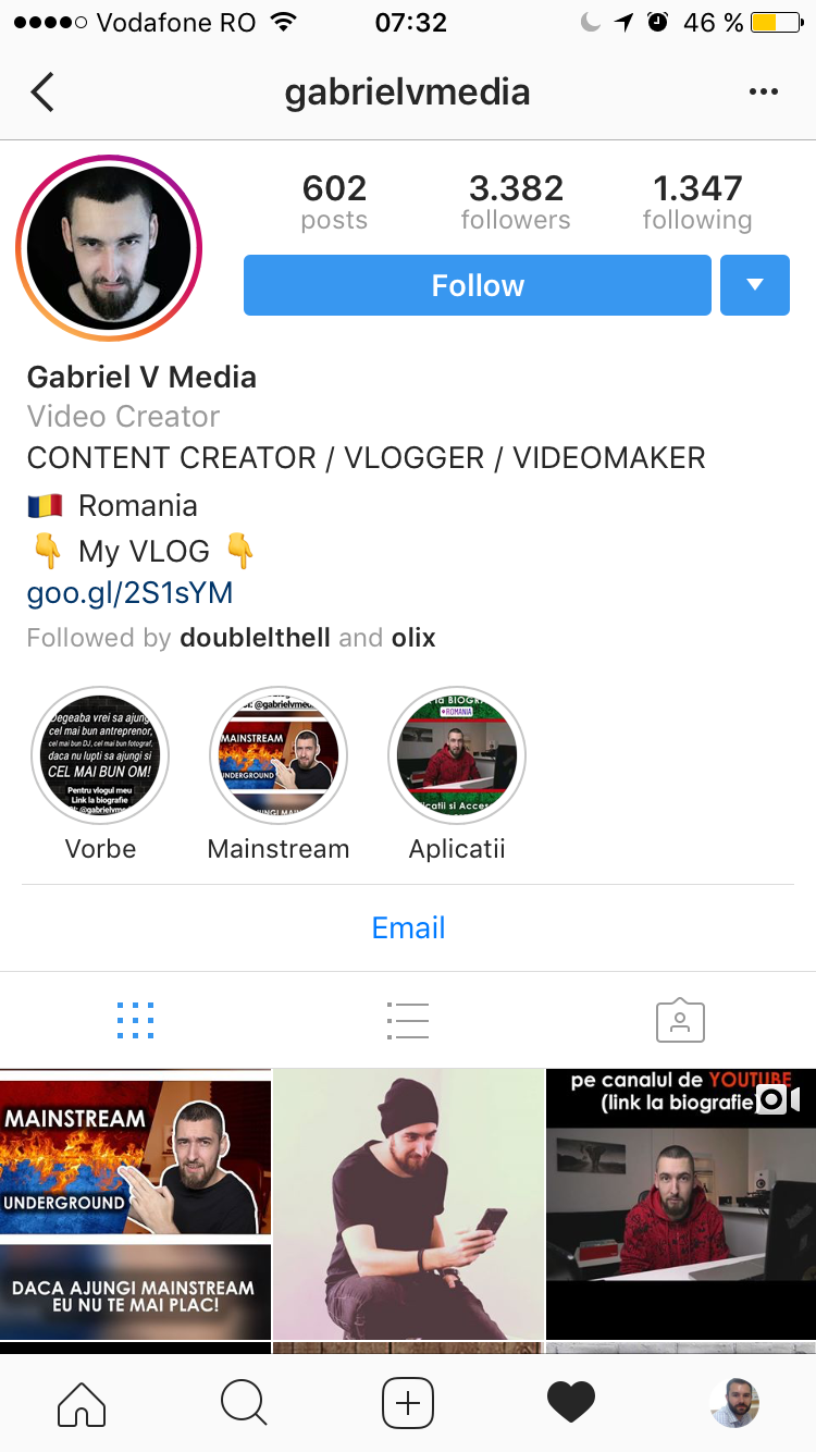 mobile Instagram profile displaying Stories Highlights