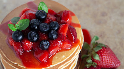 Wallpaper breakfast, dessert, pancakes, pastries, berries, fruits