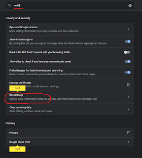 ketikan notification lalu pilih site settings