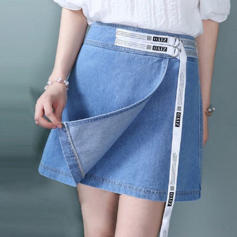 Chân váy vải jean thun