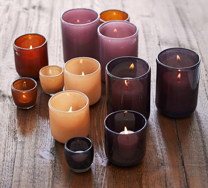 purple yellow orange fall votives