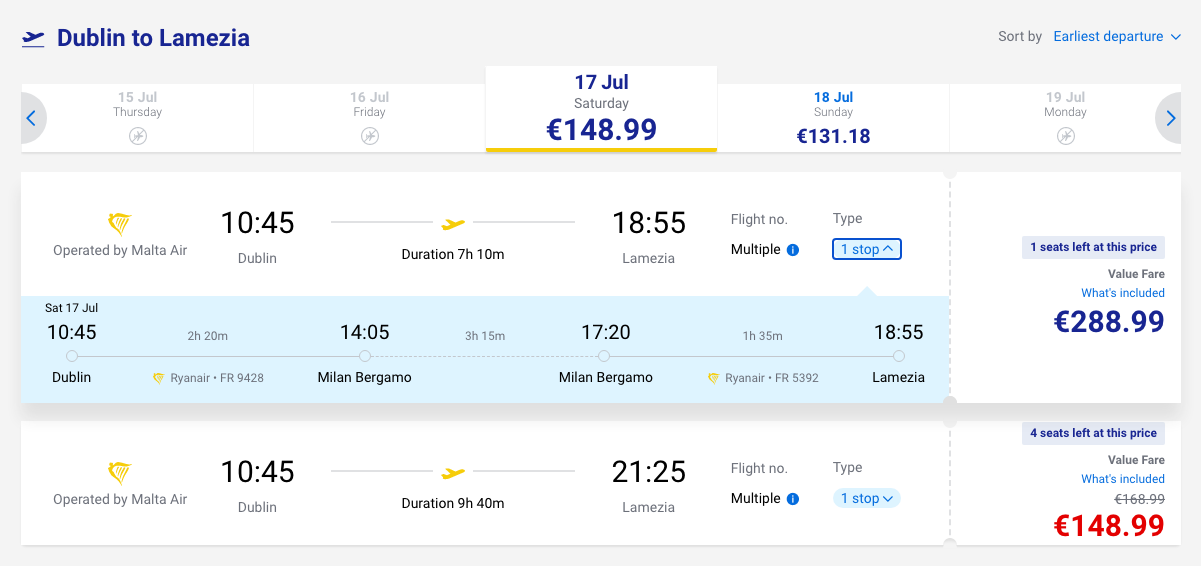 independent travel planning Ryanair Connecting Flights