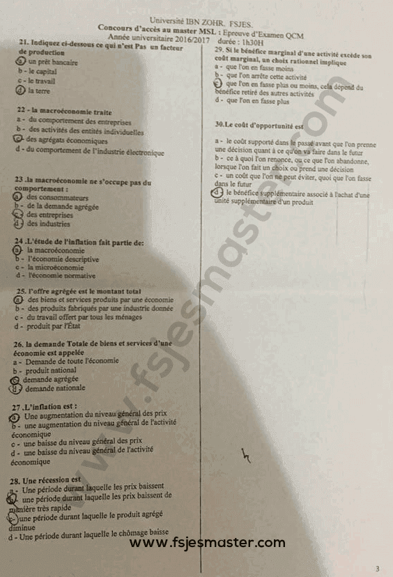 Exemple concours Master Management Stratégique et Logistique 20162017