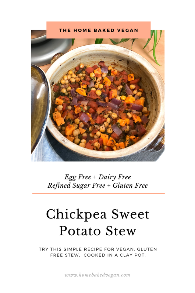 Recipe for Chickpea Sweet Potato Stew Vegan, Gluten Free, Refined Sugar Free, Dairy Free