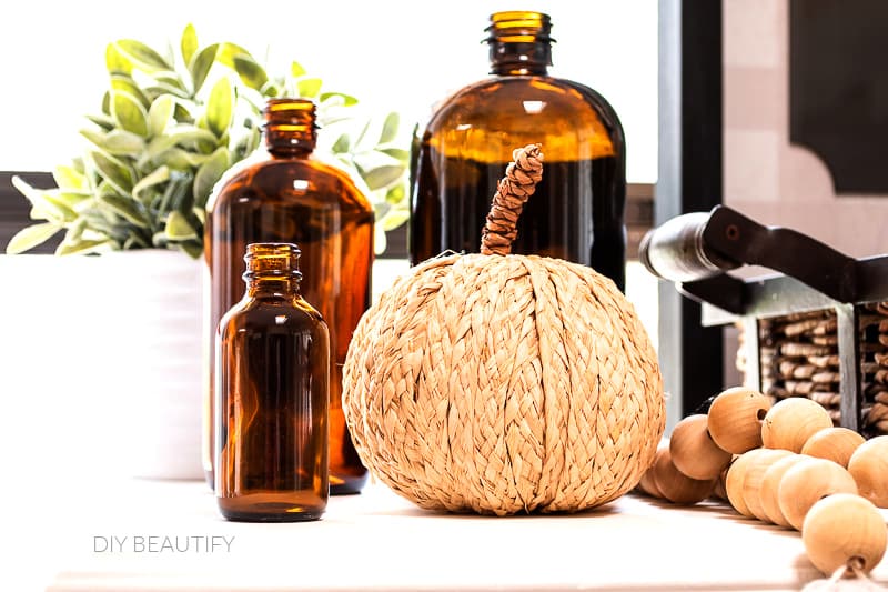 How to Decorate with Amber Glass Bottles (and where to find them cheap