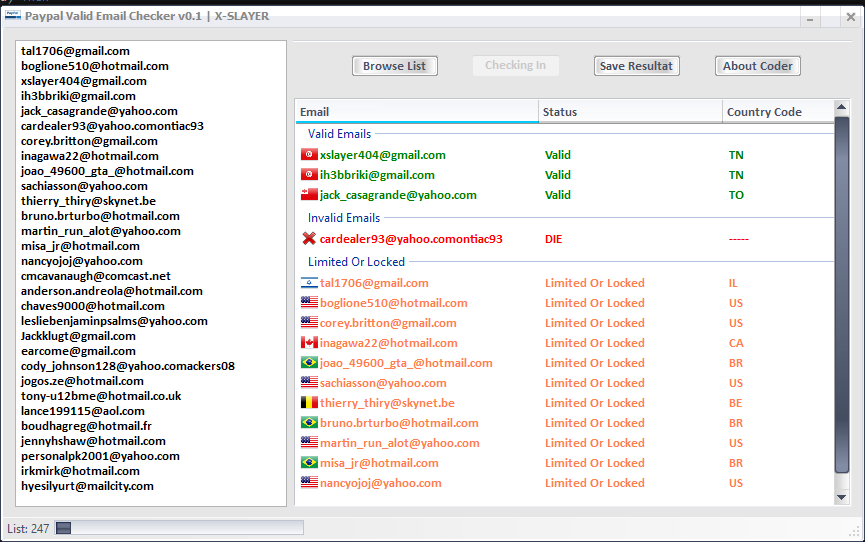 ProgramPaypal Valid Email Checker v1.2 xslayer404
