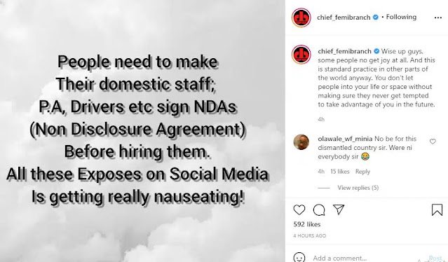 Wise up, Some people no get joy at all- Actor Femi branch reacts to Bobrisky and Mompha dating Scandal