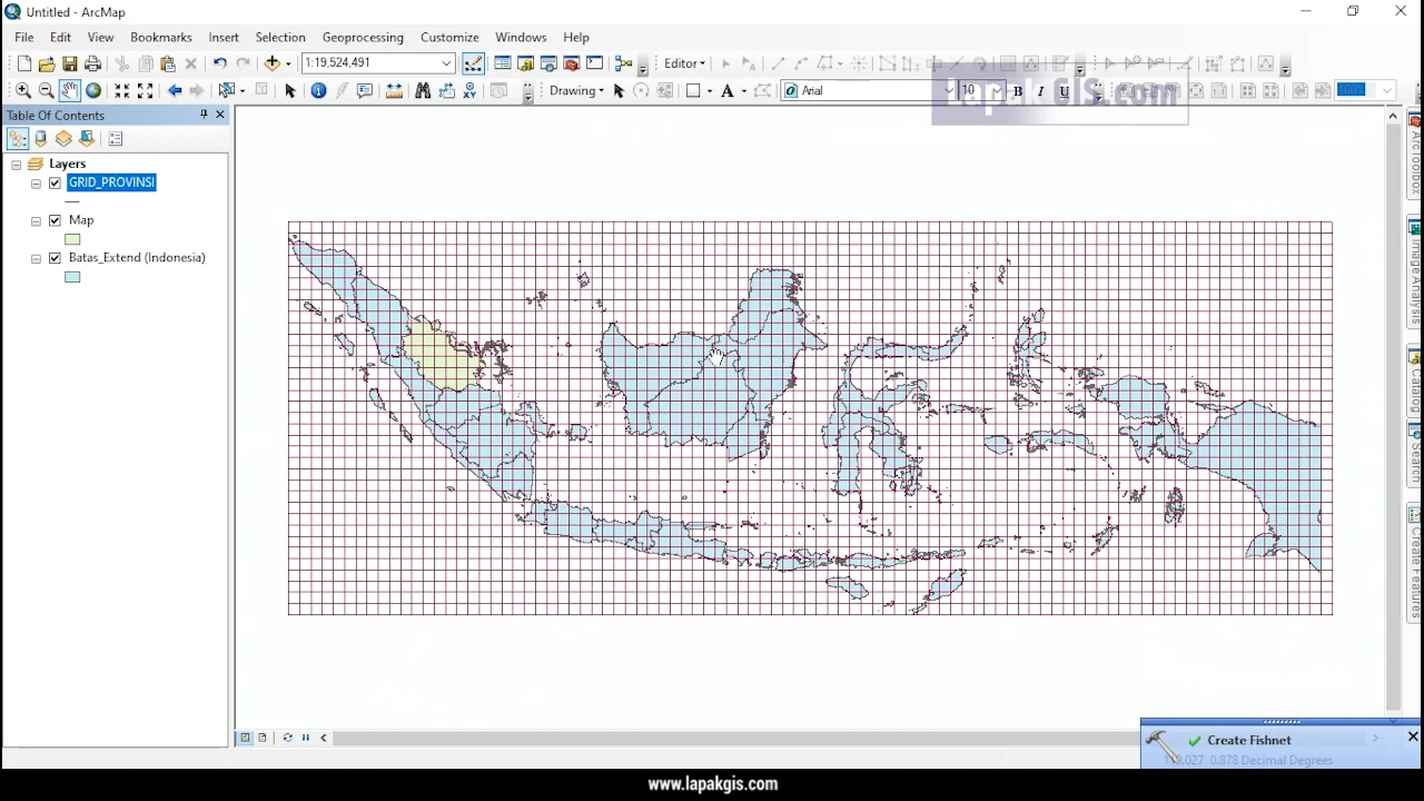 Cara Membuat Grid LU LS atau BT pada ArcGIS