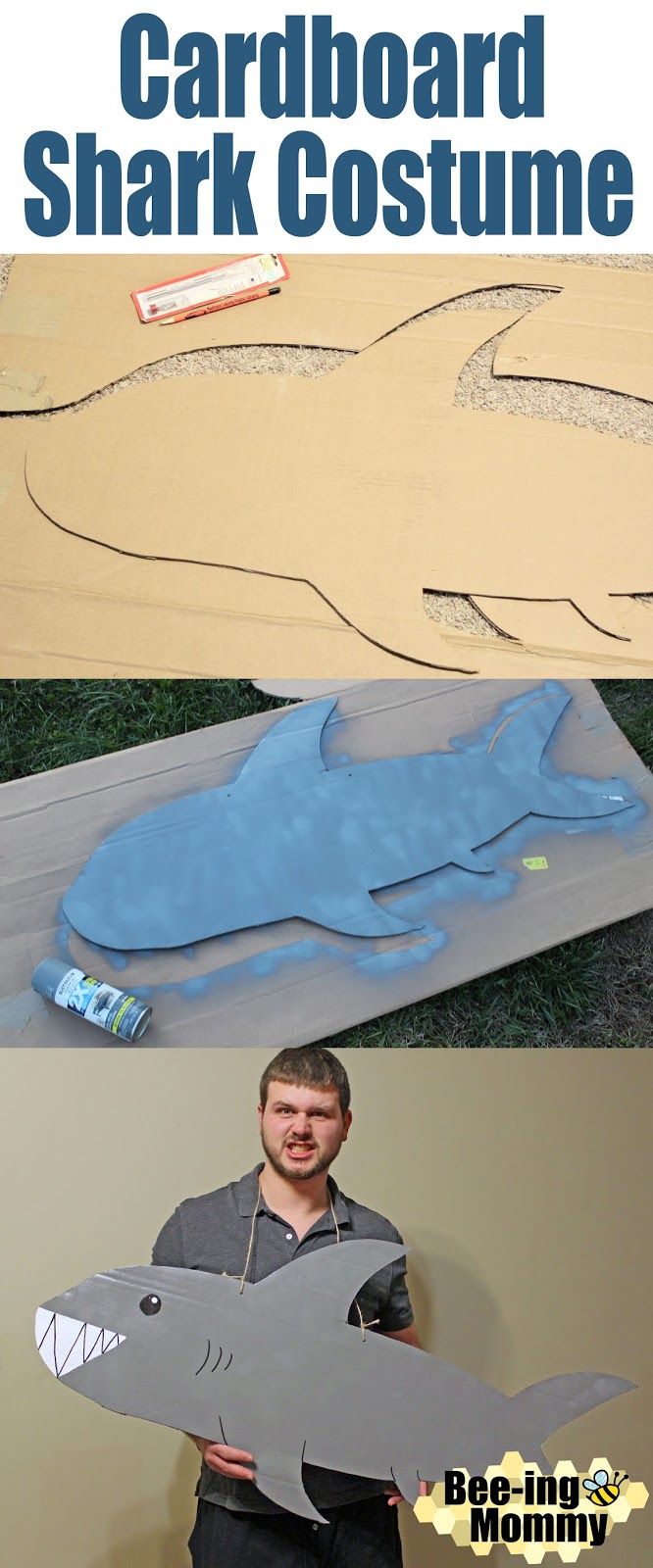 Easy Cardboard Shark Costume